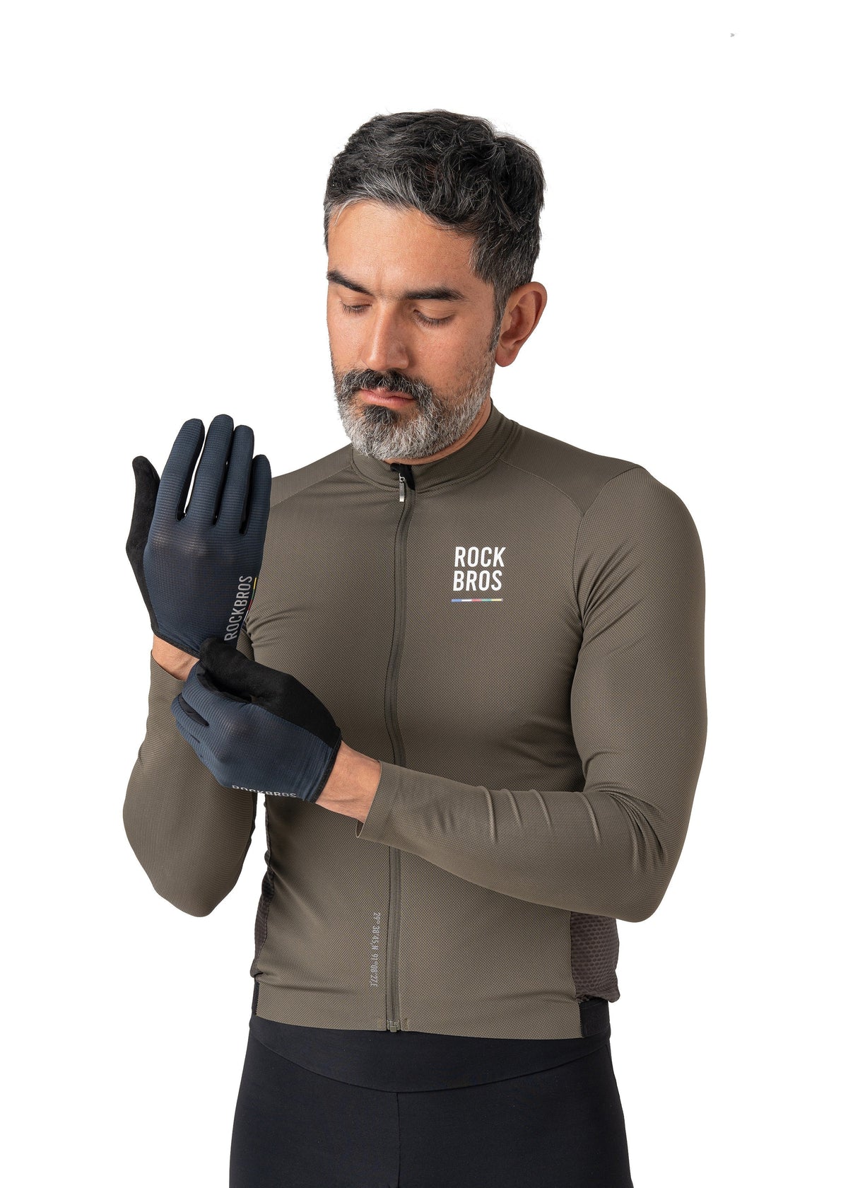 ROCKBROS Road-to-Sky Fine Sheepskin Full Finger Gloves #Color_Black