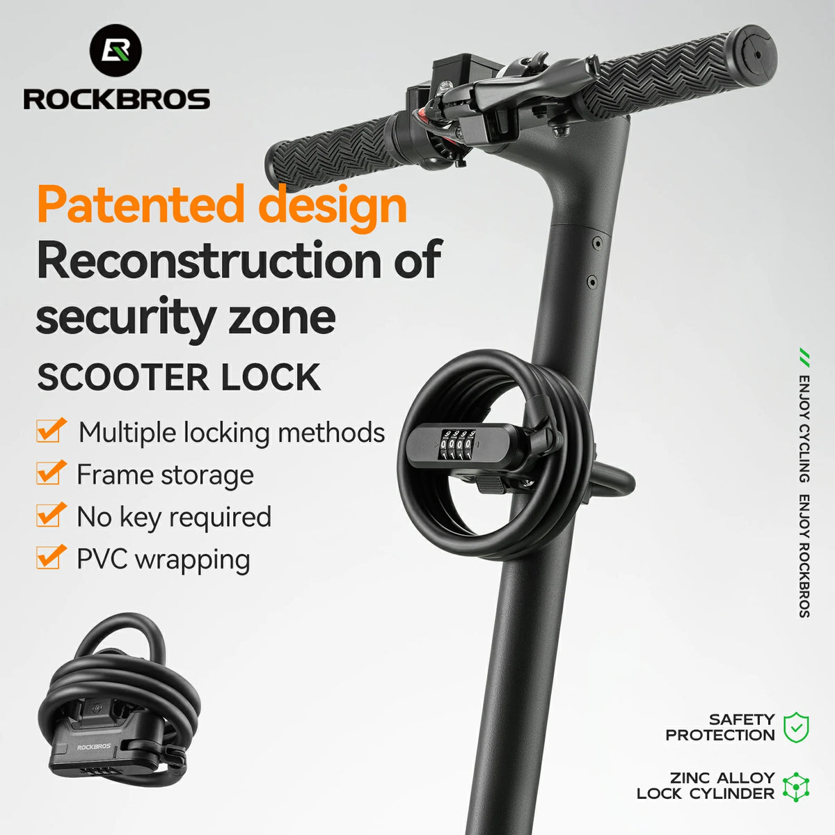 ROCKBROS U-Lock and Cable Scooter Bike Lock