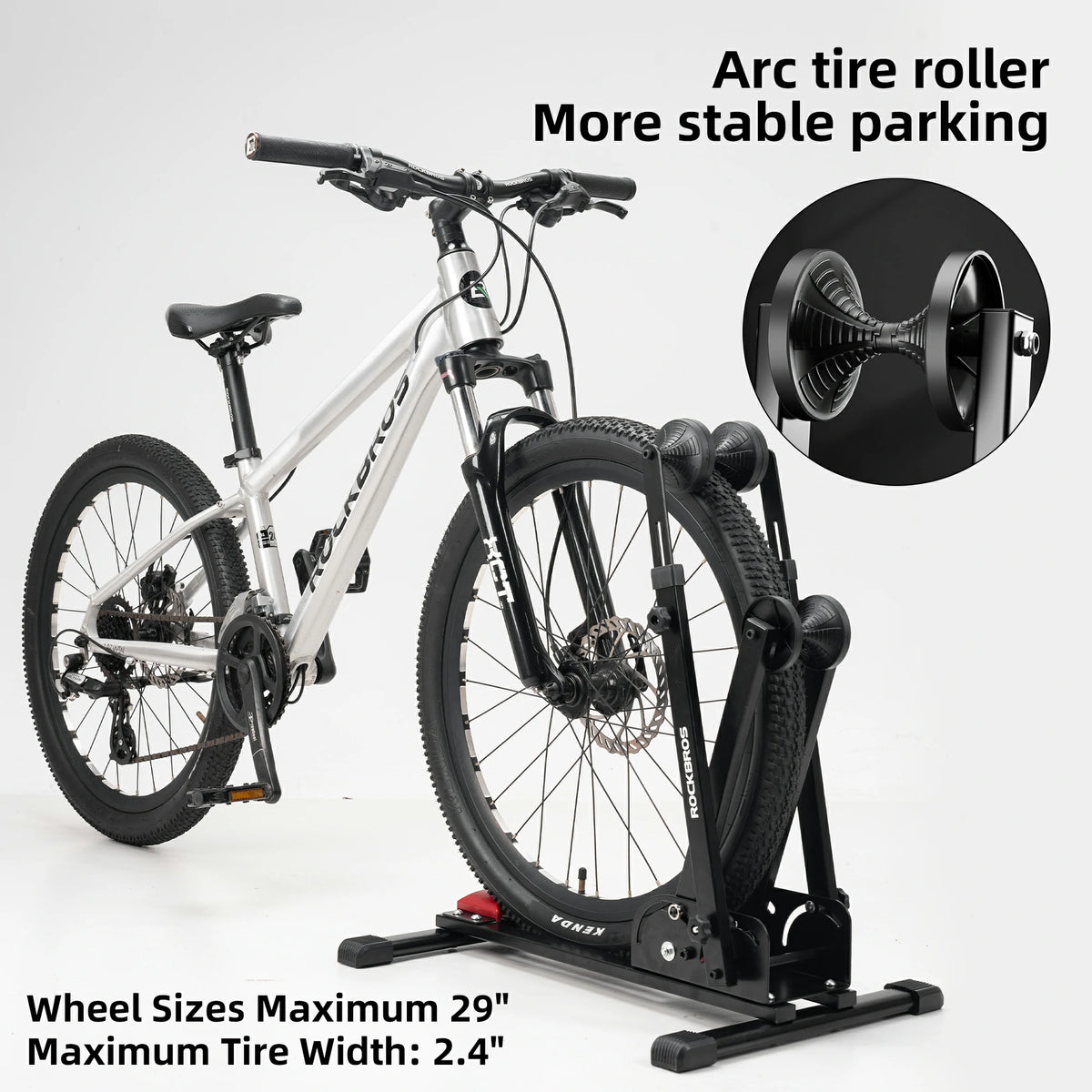 Soporte ajustable para bicicletas 2 en 1, plegable, de suelo, vertical, de acero al carbono resistente para ruedas de 24"-27.5"
