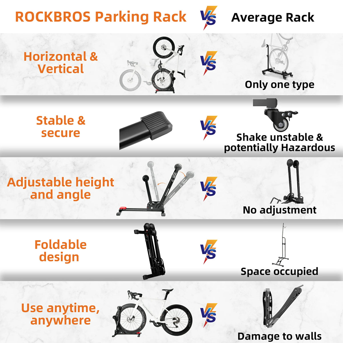 Soporte ajustable para bicicletas 2 en 1, plegable, de suelo, vertical, de acero al carbono resistente para ruedas de 24"-27.5"