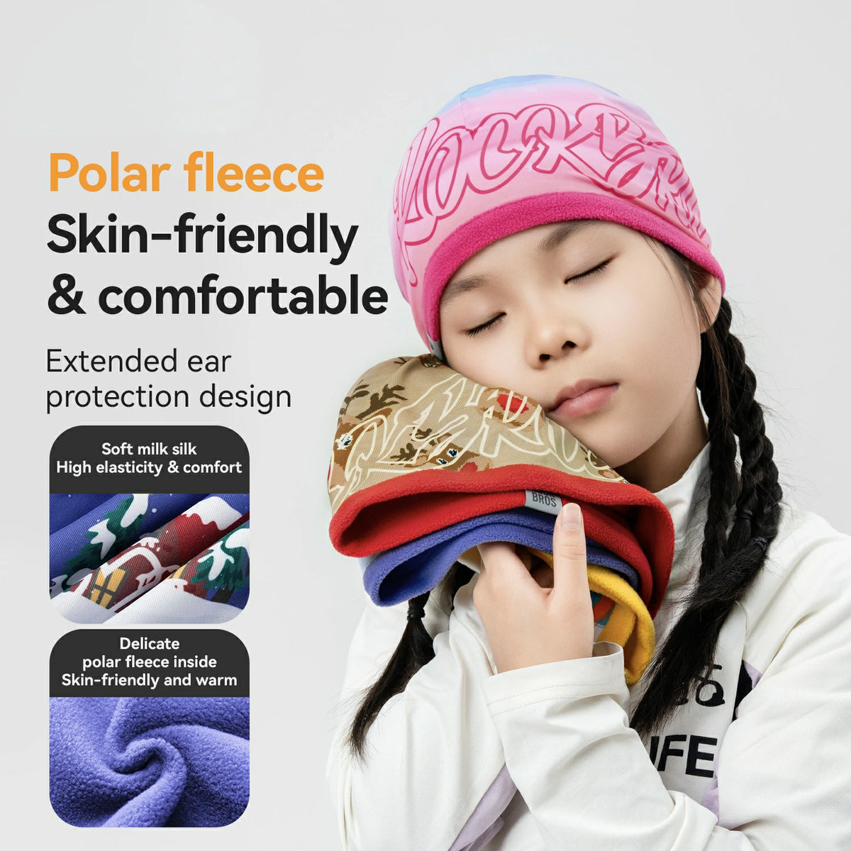 Kids Winter Fleece Beanie for Helmet Use
