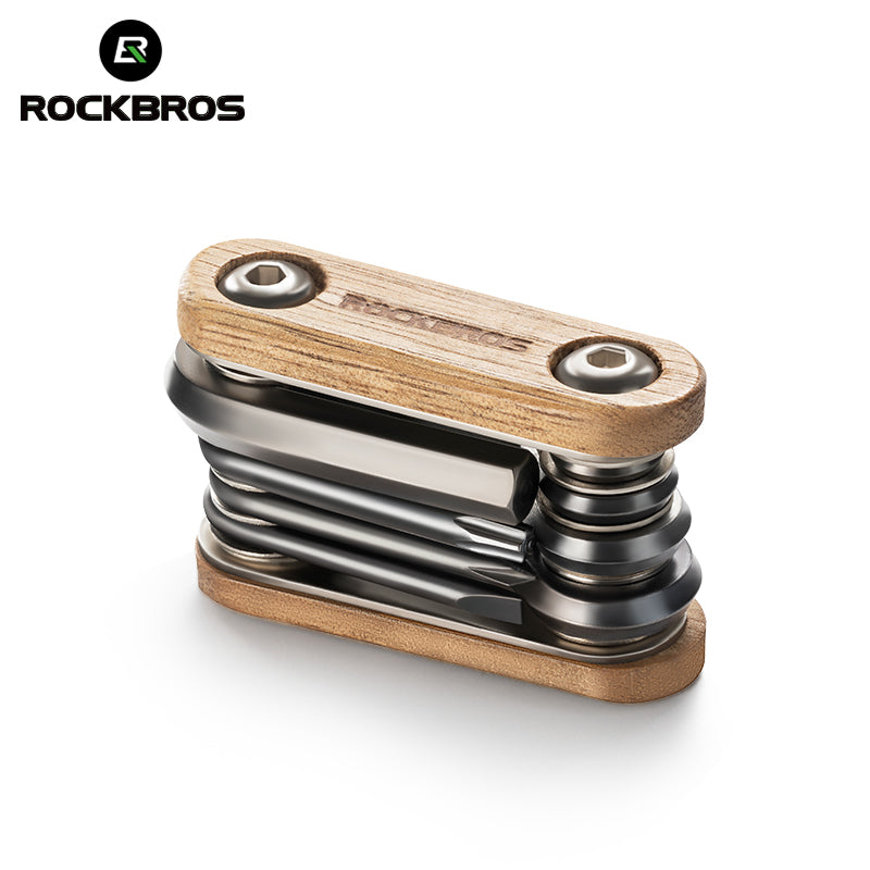 Herramienta multifunción ROCKBROS 8 en 1 con mango de madera y baño de titanio