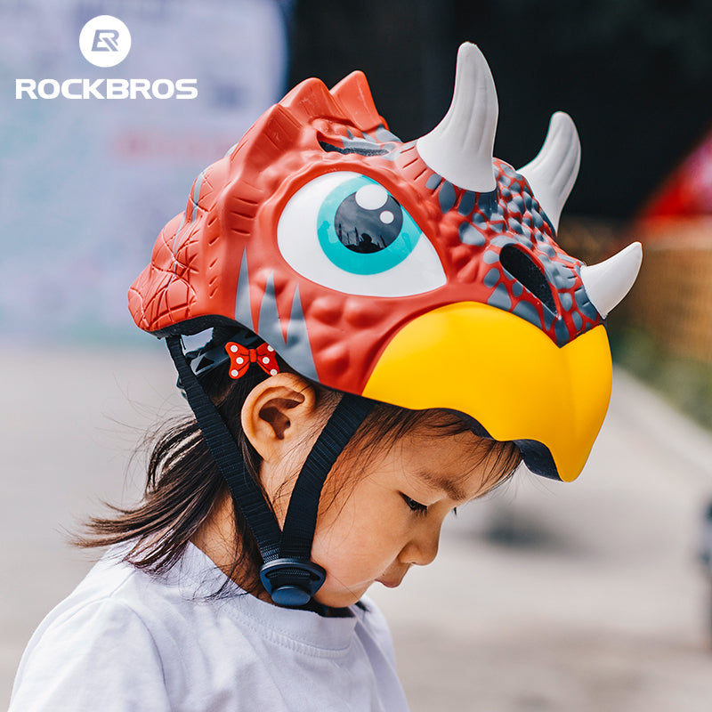 ROCKBROS Kids Cartoon Dinosaur Helmet Adjustable Lightweight