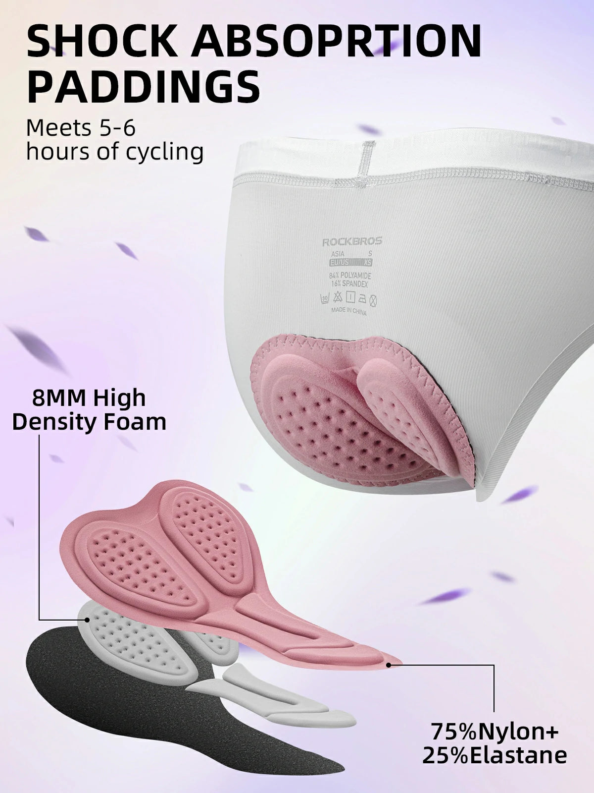 Ropa Interior de Ciclismo Acolchada 4D para Mujer ROCKBROS