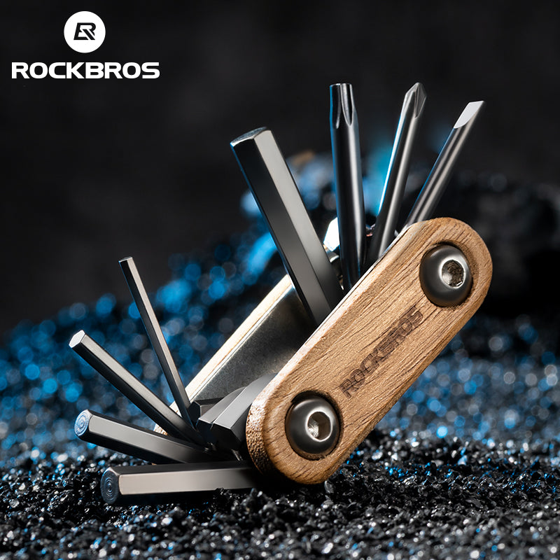 ROCKBROS Titanium-Plated 8-in-1 Wood Handle Multi-function Tool