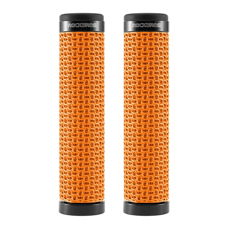 ROCKBROS orange 3D printed lock-on bike handlebar grips #Color_Orange
