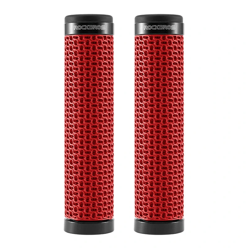 ROCKBROS red 3D printed lock-on bike handlebar grips #Color_Red