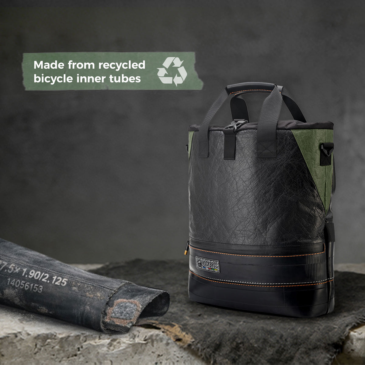 Sustainable Eco-Friendly Recycled Tire 12L Waterproof Bike Panniers ROAD TO SKY