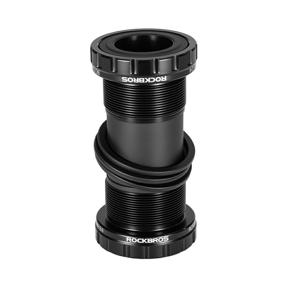 Black bicycle bottom bracket with 'RockBros' branding on a white background #Size_BB51-24