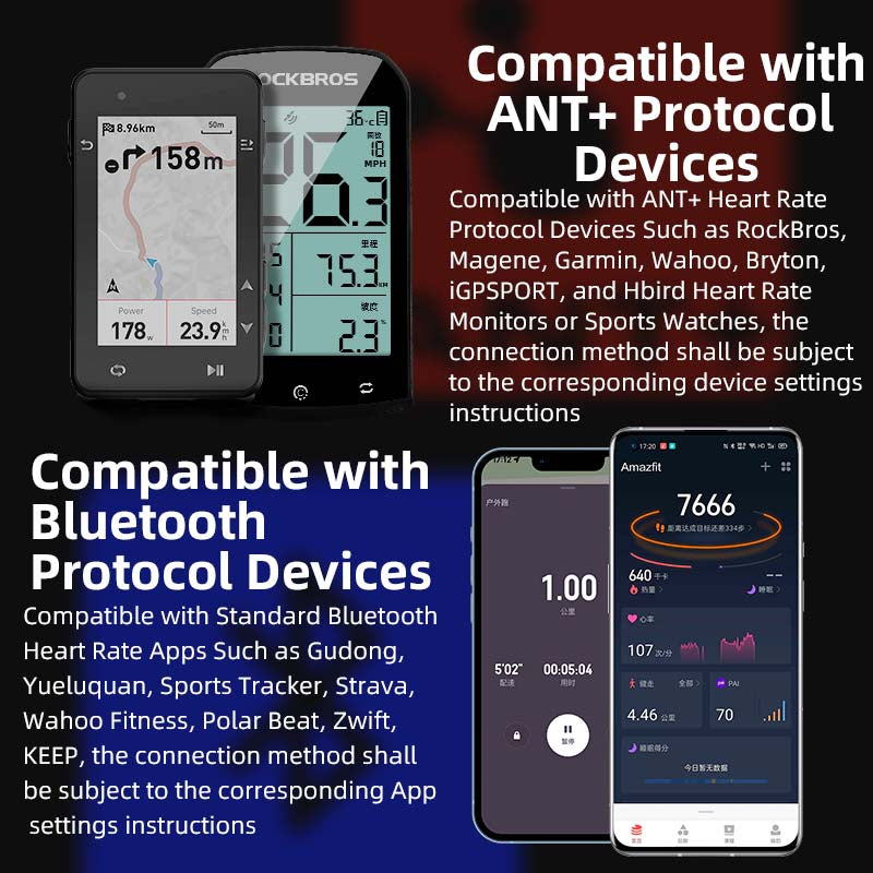 ROCKBROS ANT+ Dual-Mode Heart Rate Monitor Real-Time Tracking Waterproof Design