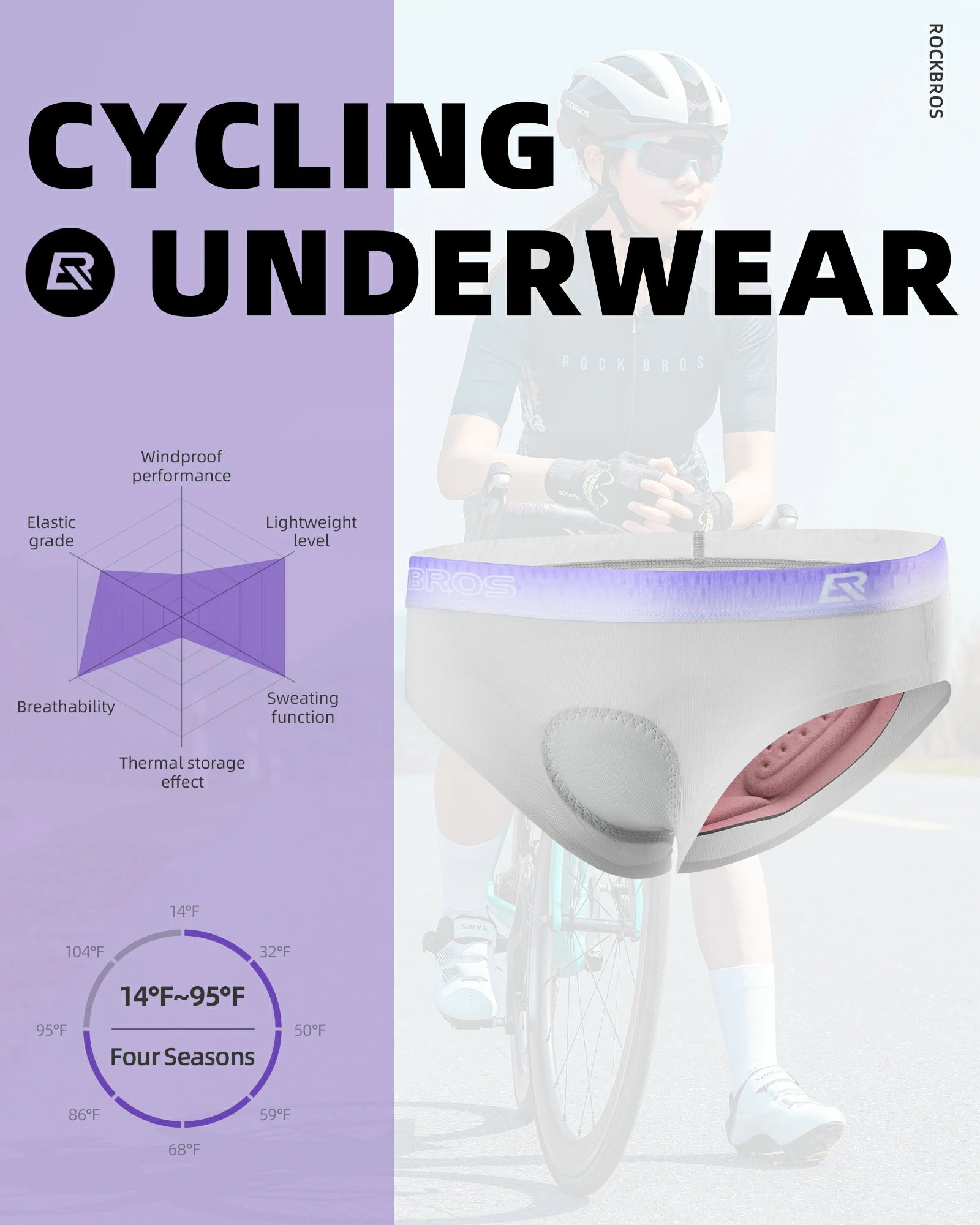Ropa Interior de Ciclismo Acolchada 4D para Mujer ROCKBROS