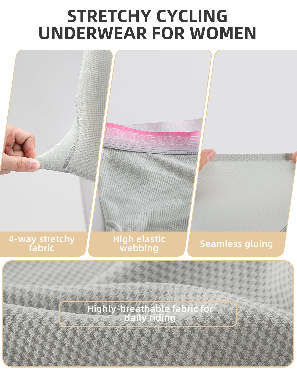 ROCKBROS Ropa Interior de Ciclismo para Mujer, Pantalones Cortos de Ciclismo Acolchados 4D