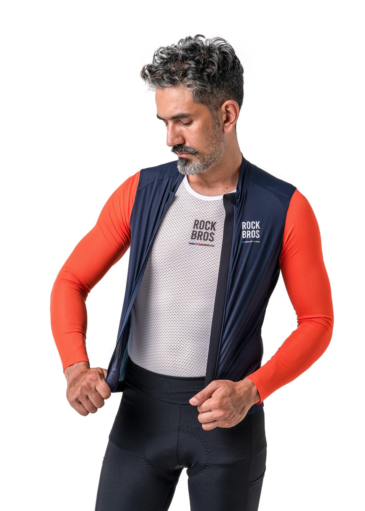 ROCKBROS Road-to-Sky Men's Cycling Long-Sleeved Jersey #Color_Navy Blue