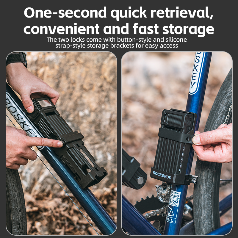 ROCKBROS MTB Road Bike Lock Key Folding Lock E-Bike Motorcycle Steel Lock Portable Antirust Anti-theft - ROCKBROSUSA