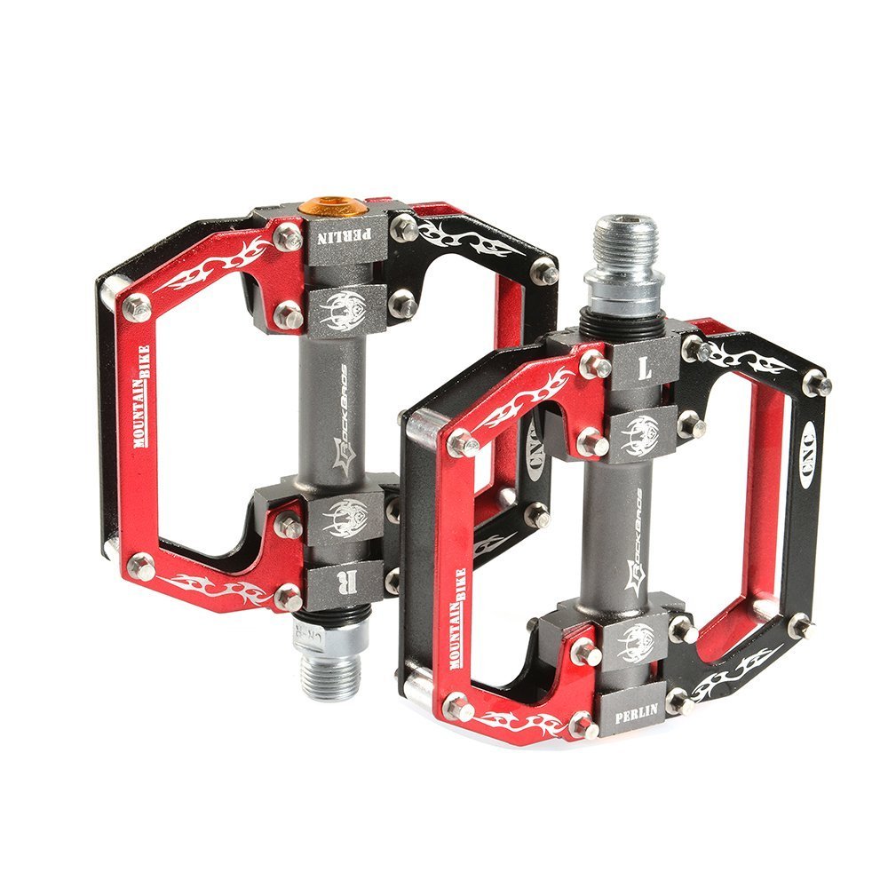 ROCKBROS Pedales de bicicleta Pedales planos, plataforma de aleación de aluminio, sellado de rodamientos antideslizante 9/16", juego de 2