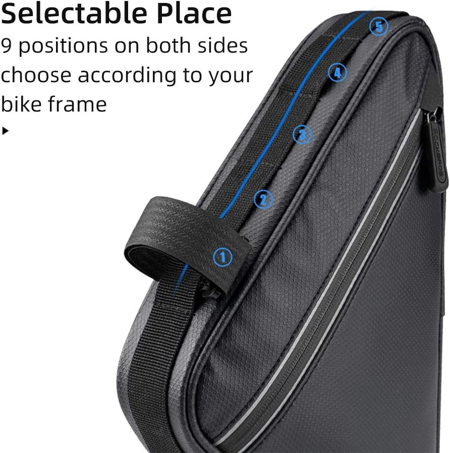 ROCKBROS Bike Triangle Frame Bag, with Two Side Pockets, 1.5L - ROCKBROS