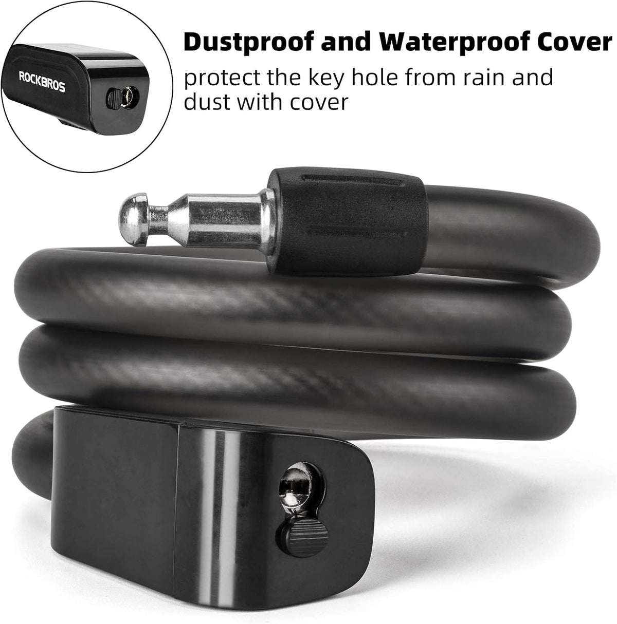 ROCKBROS 4ft Bike Cable Lock - Secure, Lightweight with Mounting Bracket - ROCKBROS