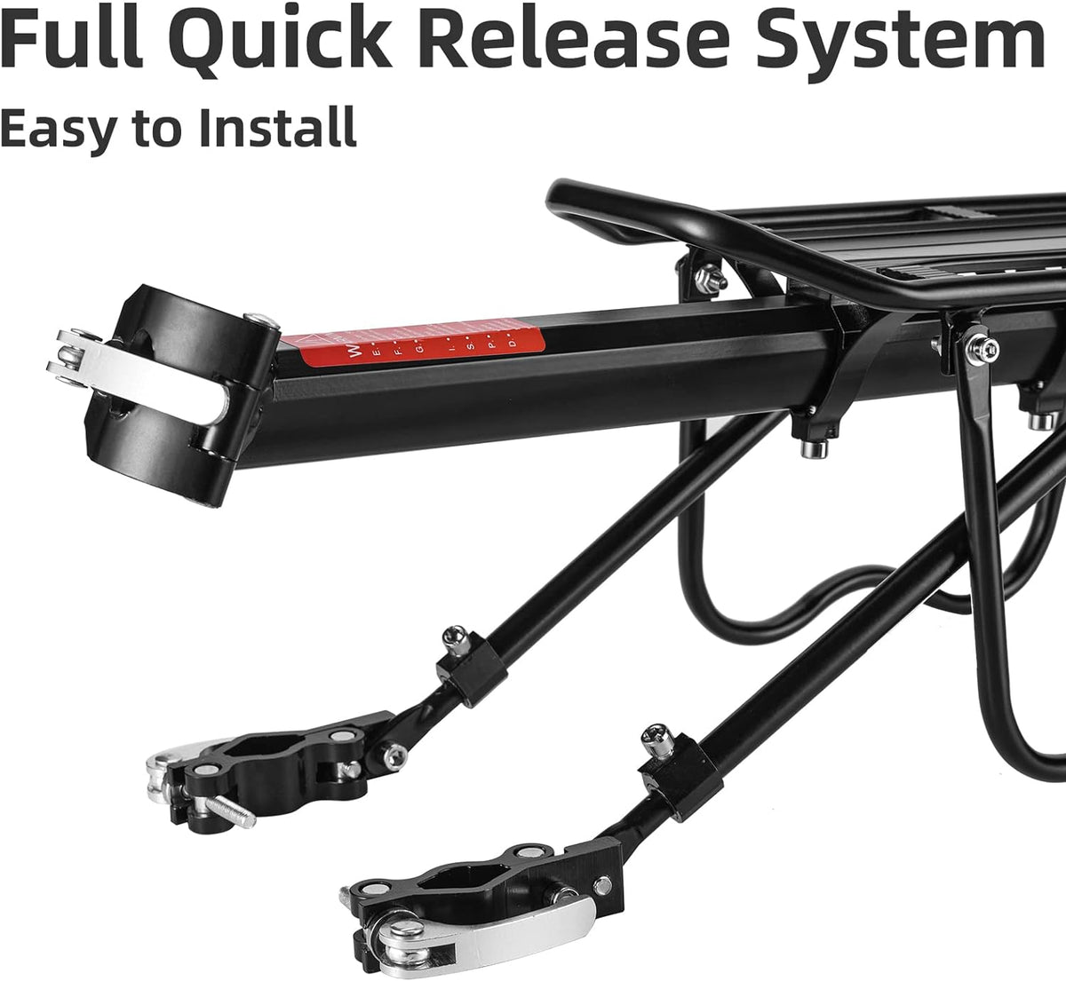 ROCKBROS Rear Bike Bicycle Cargo Rack Aluminum Alloy 115 lbs Capacity Black - ROCKBROS