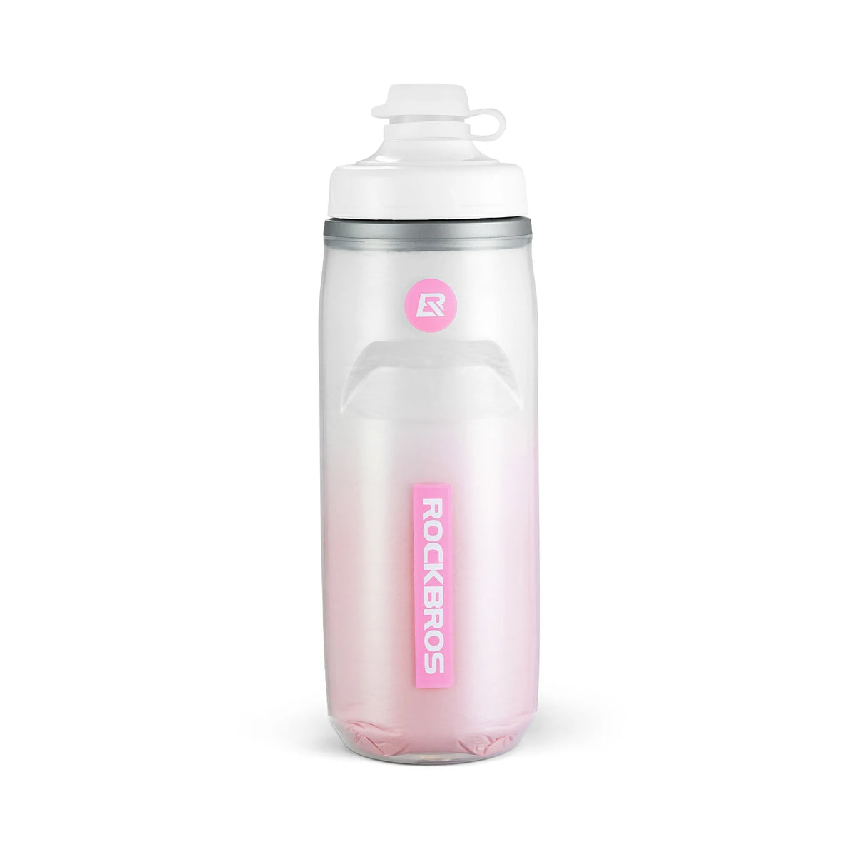 Gradient water bottle with pink and white design on a white background #Color_White