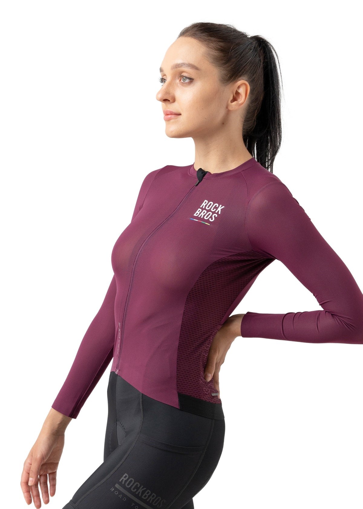 ROCKBROS Road-to-Sky Women's Cycling Long-Sleeved Jersey #Color_Deep Purple