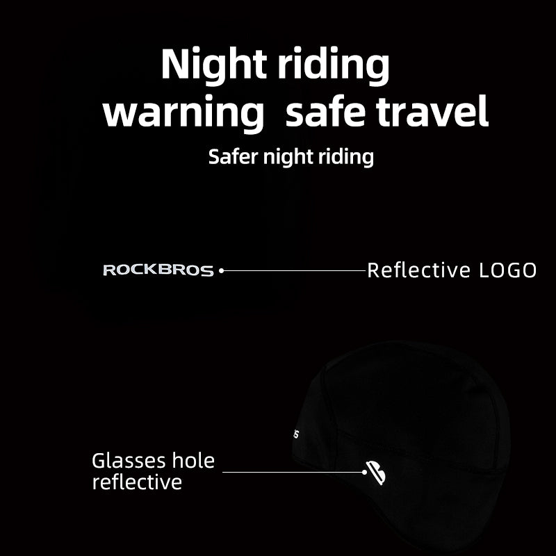 ROCKBROS Winter Bike Skull Cap Thermal Cycling Helmet Liner  Headwear with Light