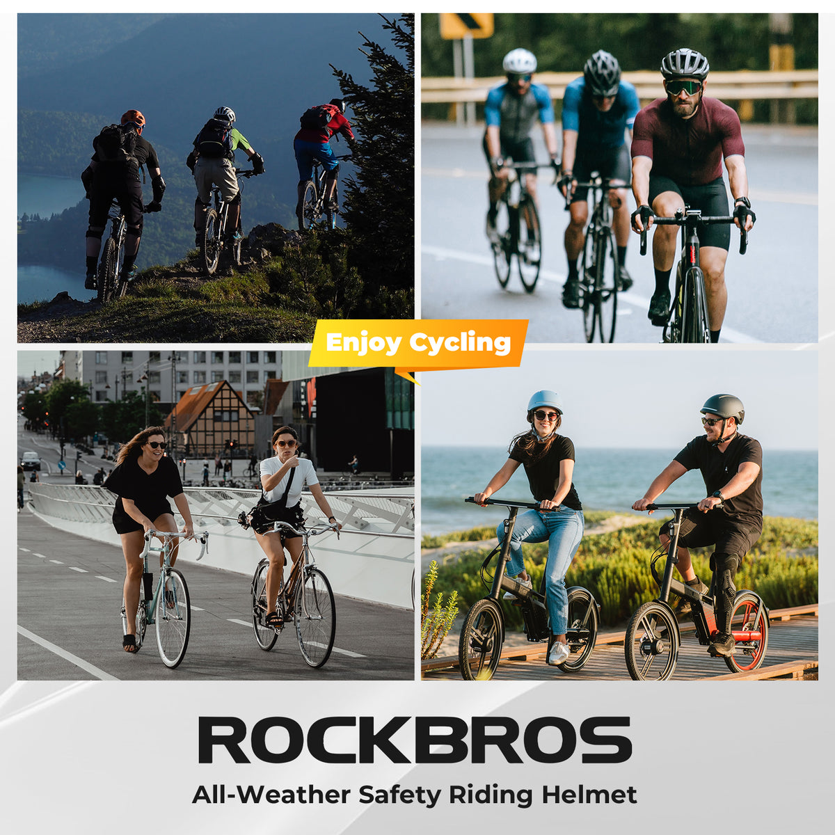 ROCKBROS Bicycle Helmet MTB Road Cycling Rear Light s Integrally-molded EPS+PC Ultralight - ROCKBROS