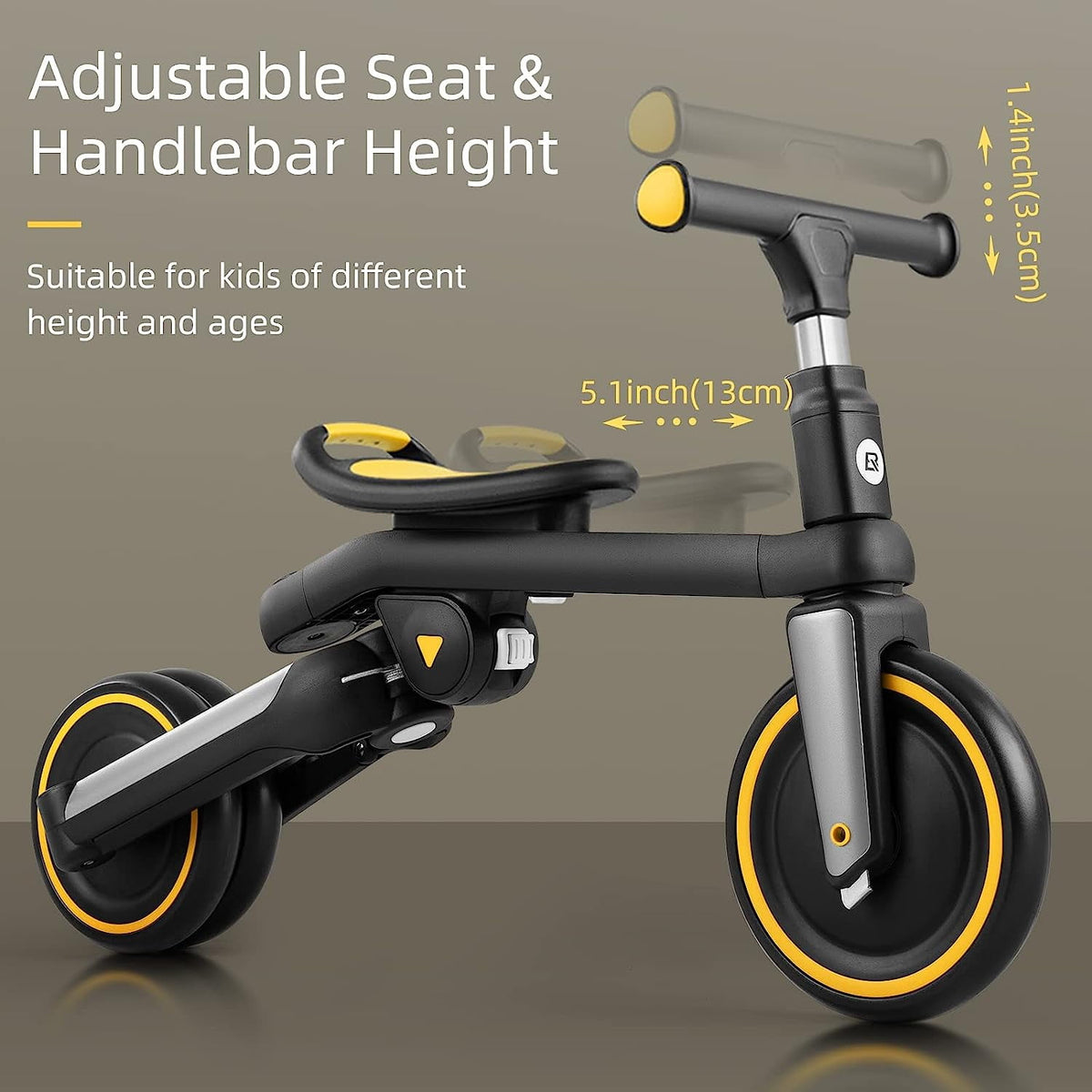 Kids 3 in 1 Tricycle Adjustable Seat Removable Pedals Toddler Ride On Bike