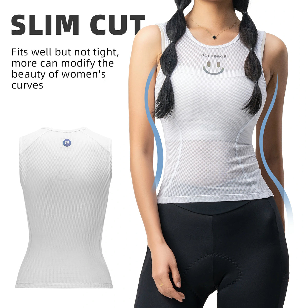 ROCKBROS Camiseta interior de ciclismo de malla transpirable sin mangas de secado rápido para mujer