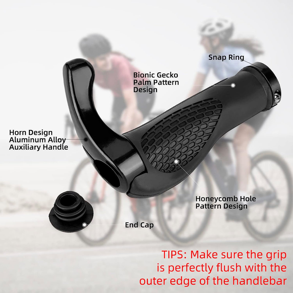 ROCKBROS Single Lock-on Bike Grips Ergonomic Non-Slip Rubber - ROCKBROSUSA