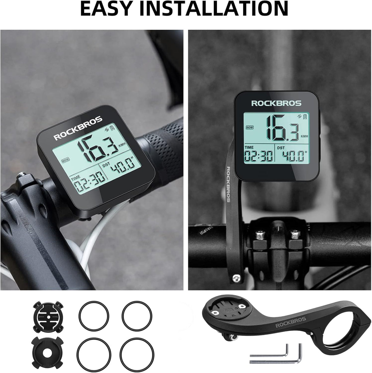 ROCKBROS GPS Bike Computer Accurate Wireless Speedometer with Backlight - ROCKBROS
