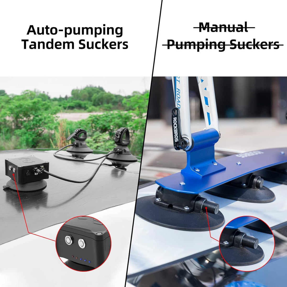 ROCKBROS Electric Suction Cup Bike Rack for Car Roof No Hitch No Paint Damage - ROCKBROS