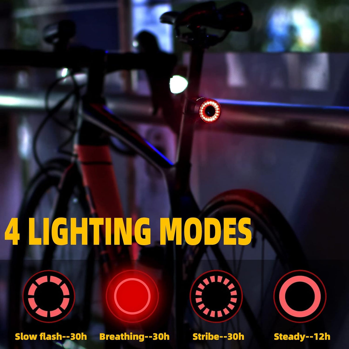 ROCKBROS Q3 Bike Tail Light USB Rechargeable IPX6 Waterproof 4 Light Modes - ROCKBROS