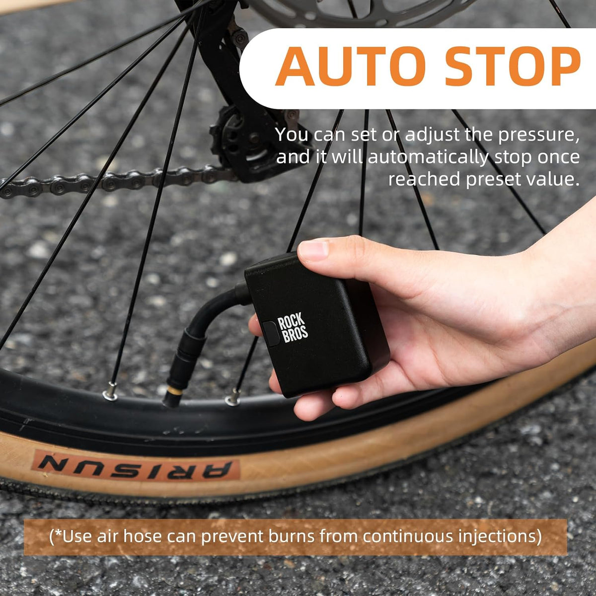 ROCKBROS AS1 Pro Mini Electric Air Bike Tire Pump with 120 PSI Power - ROCKBROS