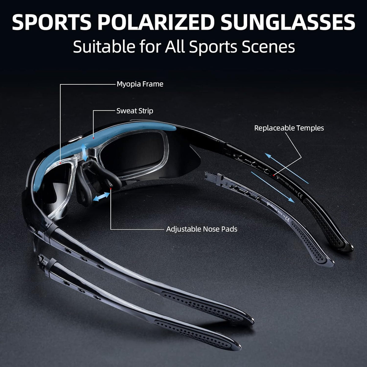 ROCKBROS-Slim Polarised Sports Sunglasses With 4 Interchangeable Lens - ROCKBROS