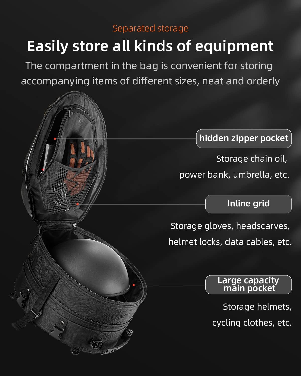 ROCKBROS 35L Hard Shell Motorcycle Tail Bag Waterproof Expandable Durable - ROCKBROS