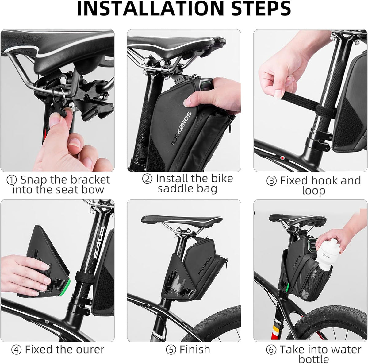 ROCKBROS Waterproof Bike Saddle Bag with Water Bottle Holder - ROCKBROS