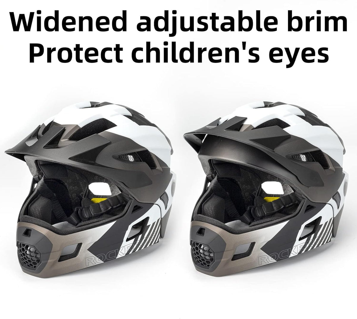 ROCKBROS Kids Full Face Bike Helmet Ages 5-14 Anti-Collision Detachable Chin - ROCKBROS