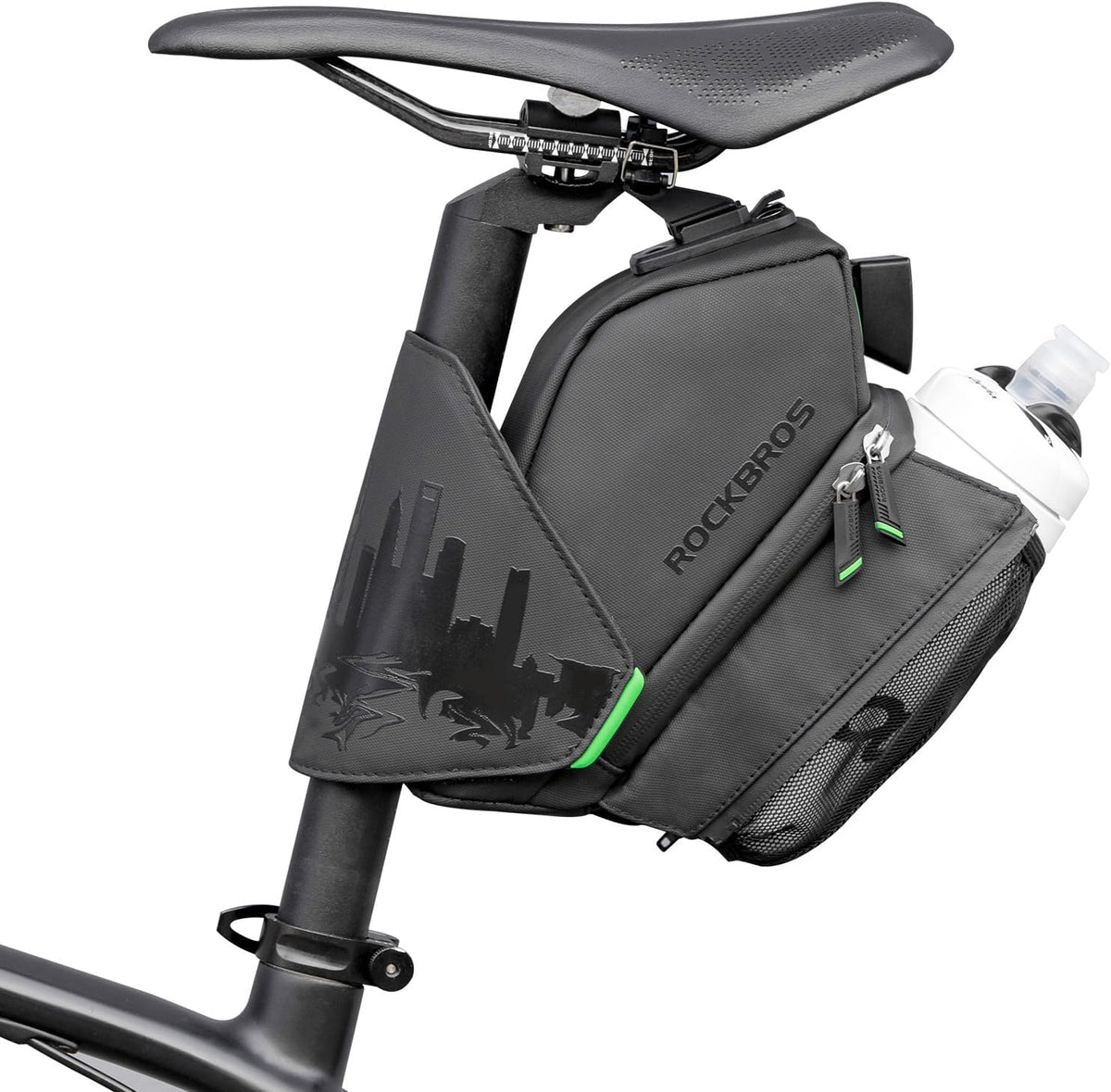 ROCKBROS Waterproof Bike Saddle Bag with Water Bottle Holder - ROCKBROS