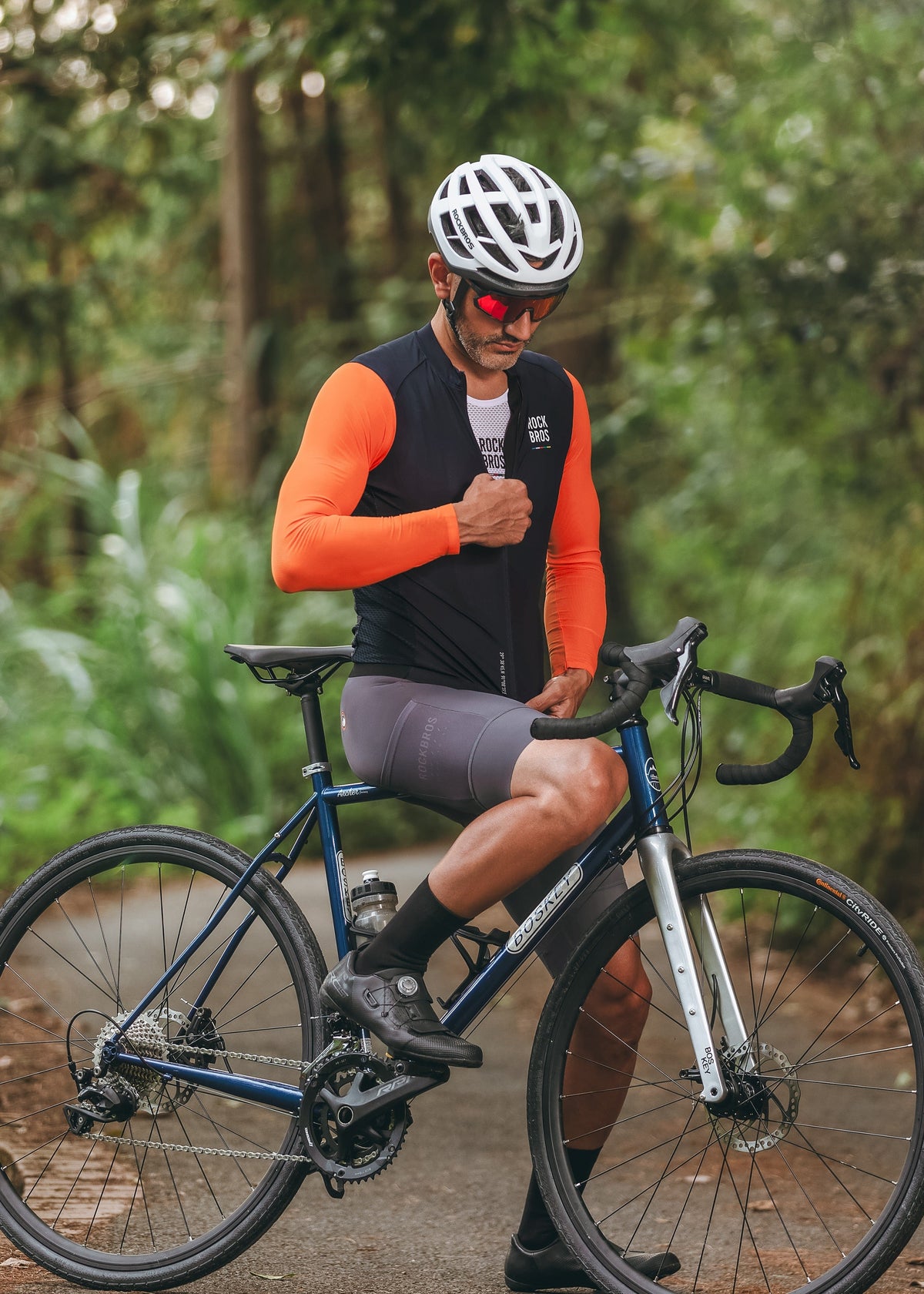 ROCKBROS Road-to-Sky Men's Cycling Long-Sleeved Jersey #Color_Navy Blue
