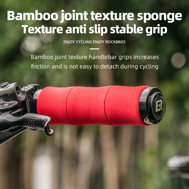 ROCKBROS Bike Grips Shock Absorption Foam Bike Handle Grips Soft Comfortable Non-Slip Double Locked on - ROCKBROSUSA