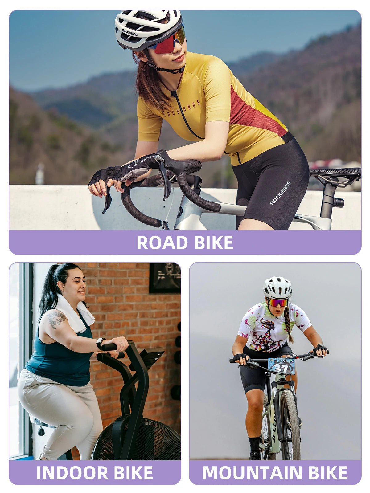 Ropa Interior de Ciclismo Acolchada 4D para Mujer ROCKBROS