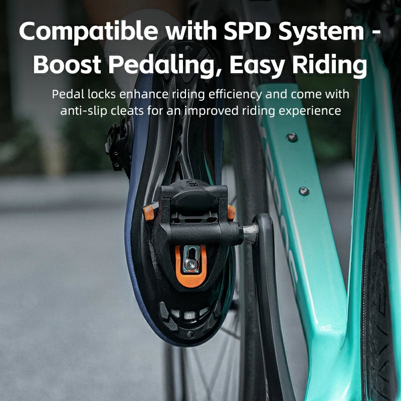 Pedales automáticos de fibra de carbono SPD para bicicletas de carretera 9/16''