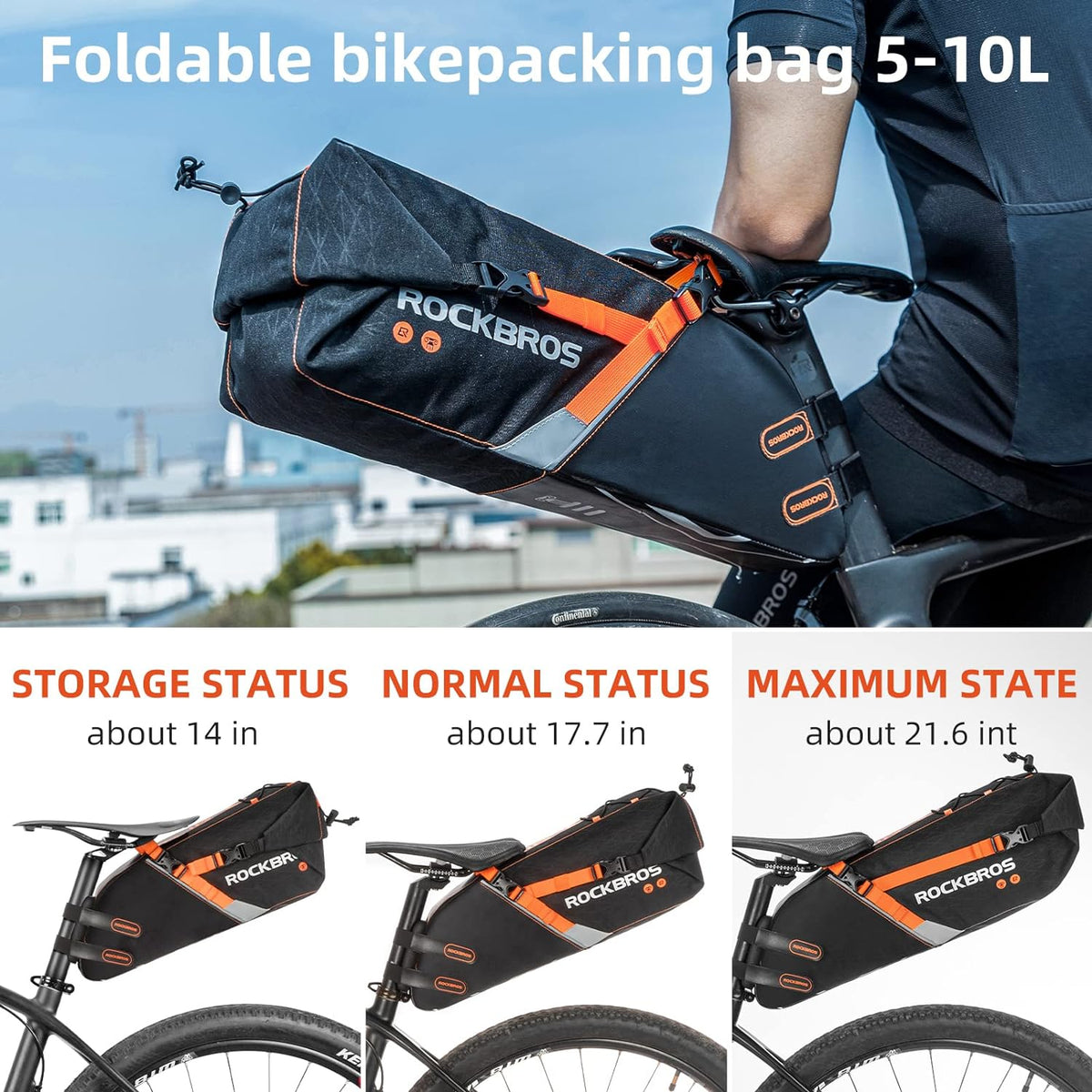 ROCKBROS 10L Waterproof Bike Saddle Bag Large Capacity Easy Install - ROCKBROS