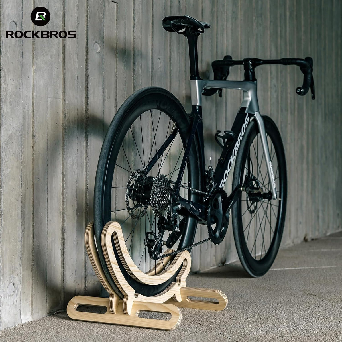 ROCKBROS Wooden Bike Stand Rack Stylish Stable Storage for Road Bikes - ROCKBROS