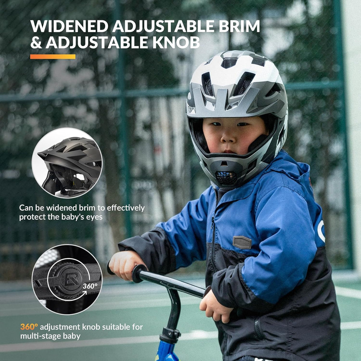 ROCKBROS Kids Full Face Bike Helmet Ages 5-14 Anti-Collision Detachable Chin - ROCKBROS