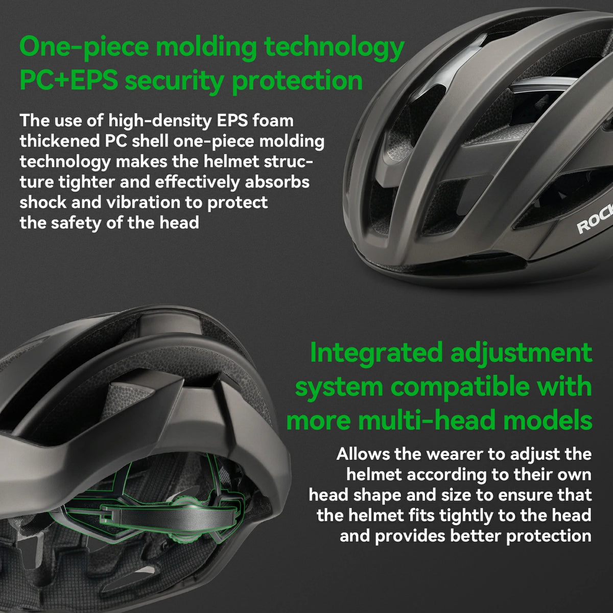 Cycling Helmet  Bionic Support  Antibacterial Liner  Adjustable Fit