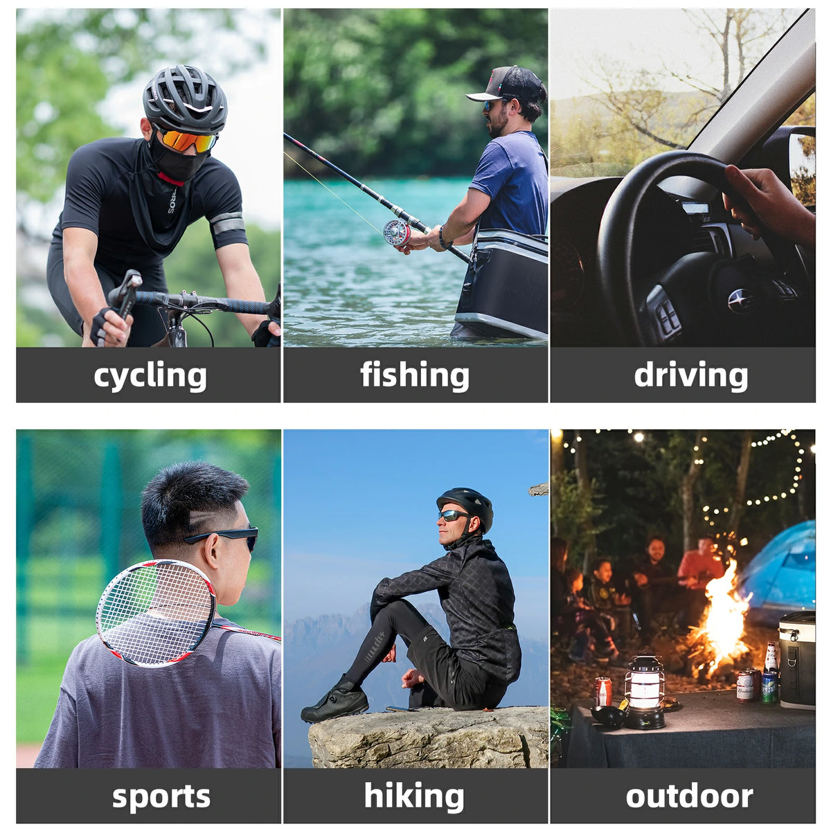 ROCKBROS Bandana refrescante para el cuello con orejeras – Cubrebocas de verano transpirable para ciclismo y pesca