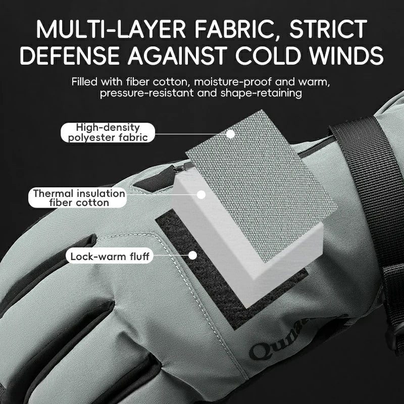 Qunature Ski Gloves  Multi-Fabric, Touchscreen, Warmth Lock
