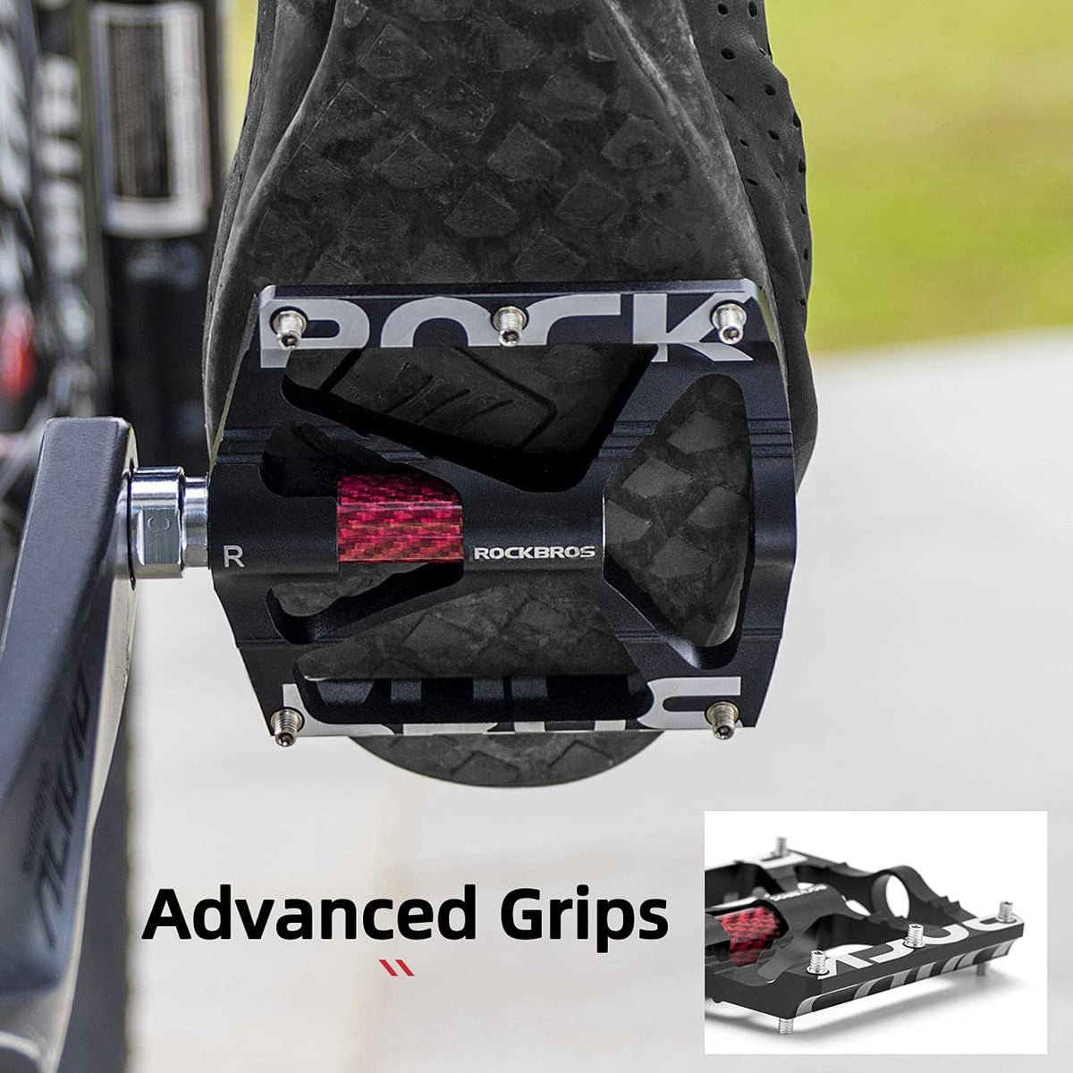 ROCKBROS Mountain Bike Pedals MTB BMX  Pedals CNC Non-Slip Lightweight Aluminum Alloy Bicycle Pedals 9/16" - ROCKBROS