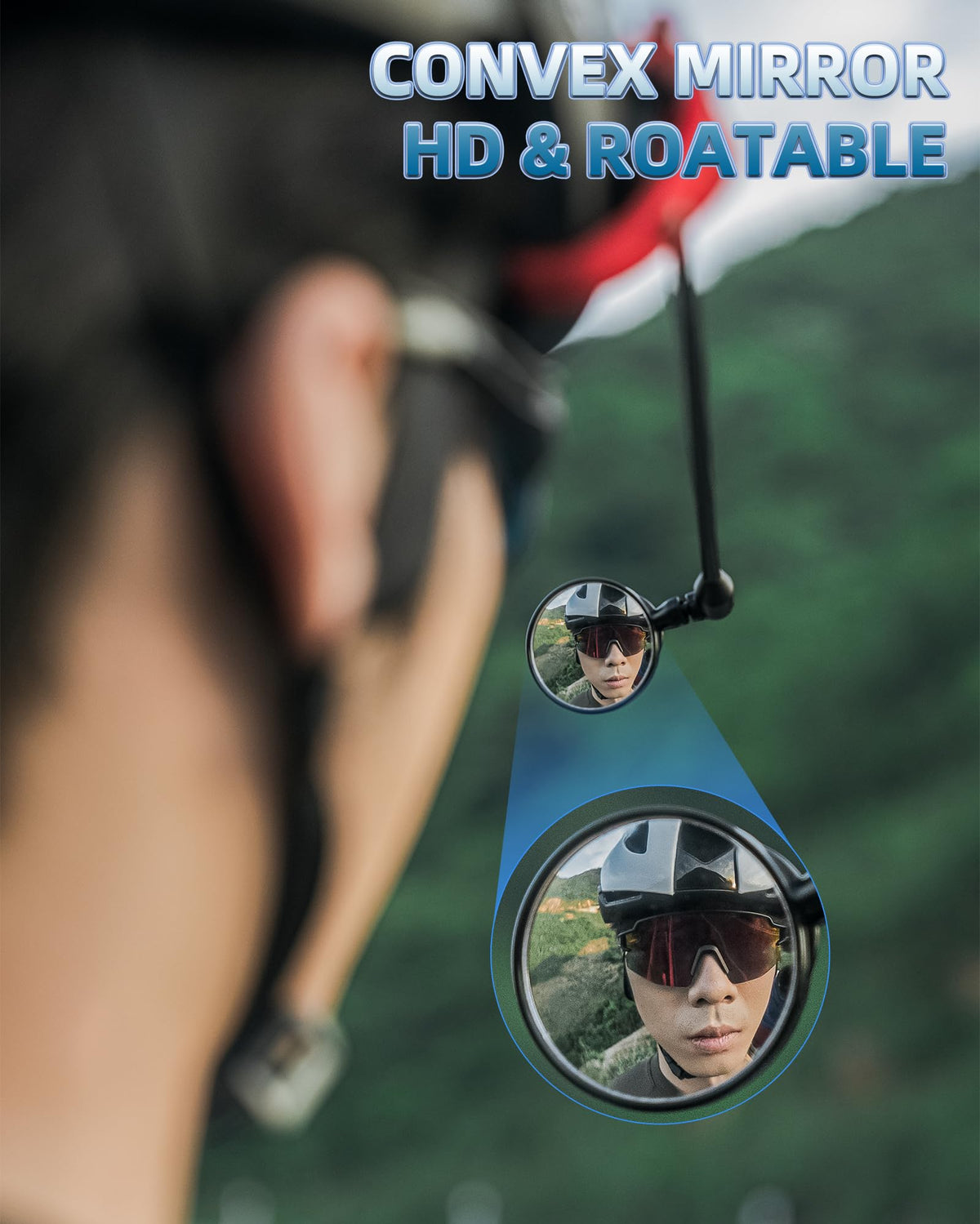 ROCKBROS Bike Helmet Mirror Detachable Fixing Way ycling Mirror - ROCKBROS